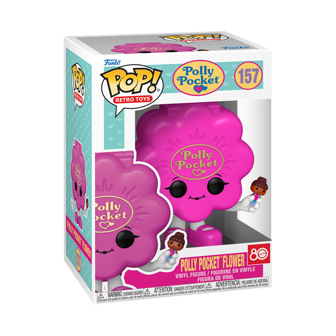 Funko Pop! Retro Toys Polly Pocket Flower figure from Shak's Pop Shop, featuring Polly Pocket with a flower-themed outfit and accessories.