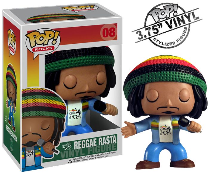 Funko Pop! Rocks Reggae Rasta figure by Shak's Pop Shop, featuring a colorful Rasta-themed character with a vibrant hairstyle.