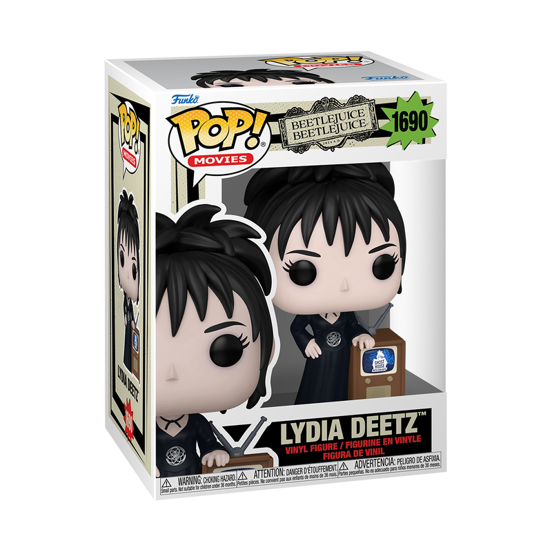Funko Pop! Lydia Deetz figure from Beetlejuice TV series, collectible vinyl toy with detailed costume and signature hairstyle.