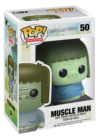 Funko Pop! Television: Regular Show Muscle Man figure with distinctive green skin and muscular build, collectible toy from Shak's Pop Shop