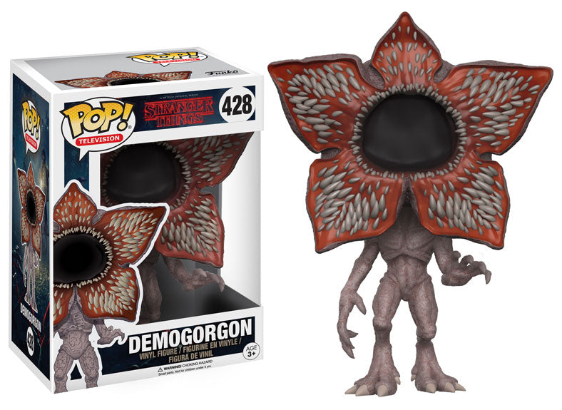 Funko Pop! Stranger Things Demogorgon figure with box imperfection, collectible toy in detailed Demogorgon costume.