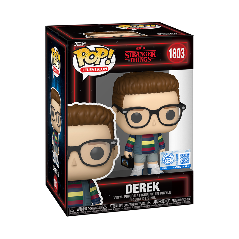 Funko Pop! figure of Derek Turnbow from Stranger Things, displayed in collectible vinyl toy style.