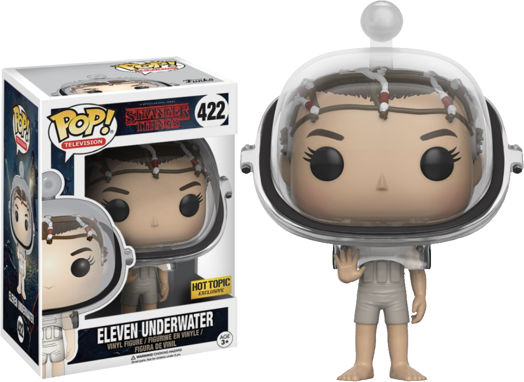 Funko Pop! Stranger Things Eleven Underwater figure, collectible toy with detailed features, from Hot Topic Exclusive by Shak's Pop Shop.