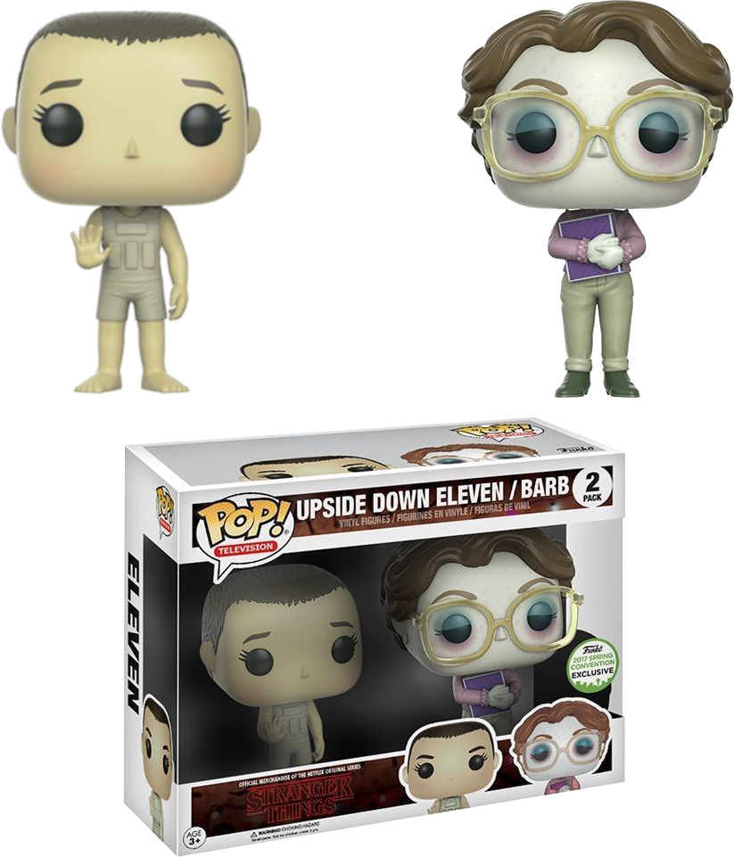 Funko Pop! Stranger Things Upside Down Eleven & Barb 2-Pack, collectible figures from the 2017 Spring Convention Exclusive.