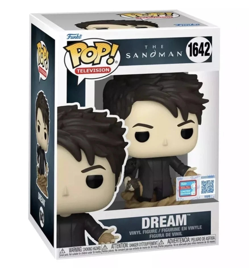 Funko Pop! The Sandman Dream figure with sand pouch from the 2024 NYCC shared exclusive, displayed in its box.