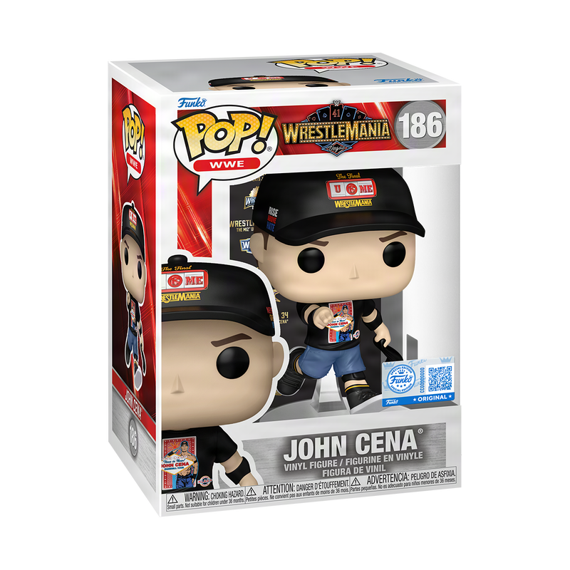 Funko Pop! WWE Wrestlemania 41 John Cena figure, special edition with detailed wrestling character design.