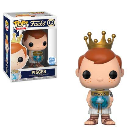 Funko Pop! Zodiac Freddy Funko Pisces figure, a collectible toy from Shak's Pop Shop, featuring zodiac-themed design and vibrant colors.
