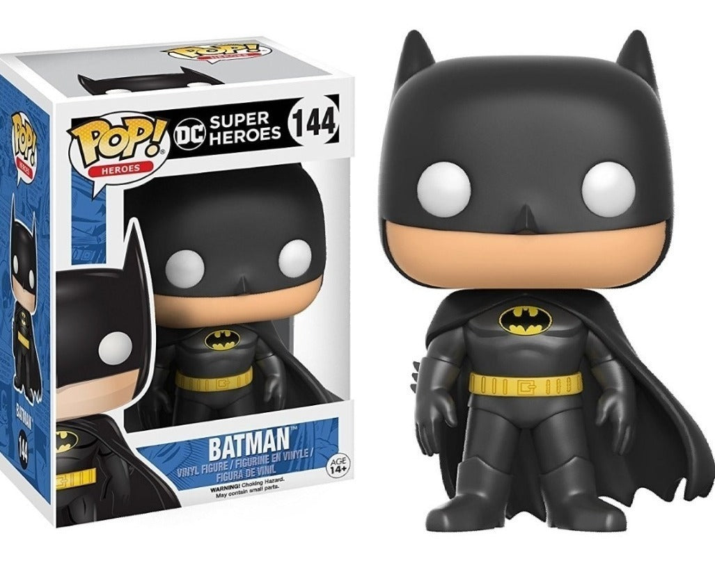 Funko Pop! Heroes Batman Classic Black figure with box imperfection, collectible toy from Shak's Pop Shop.