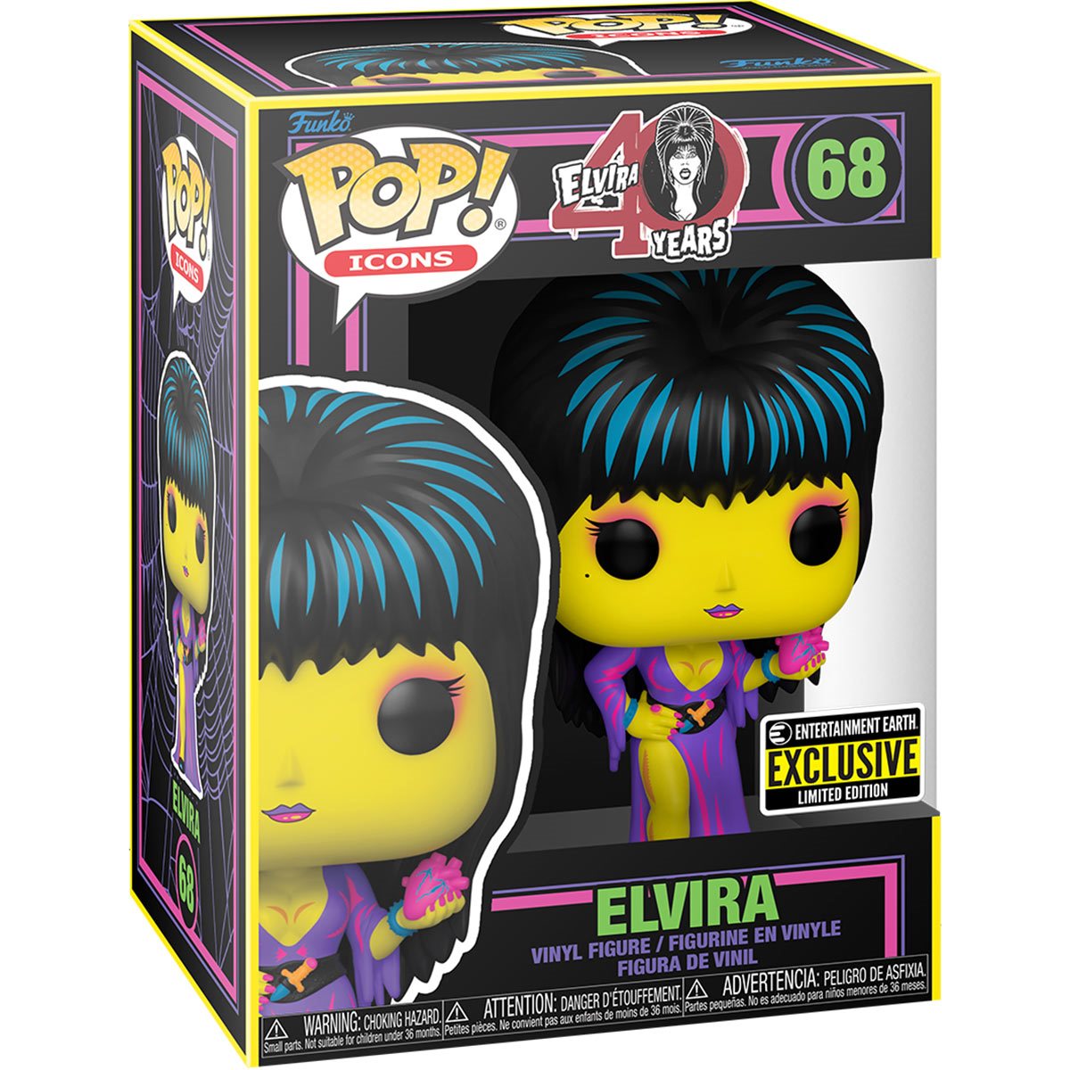 Funko Pop! Icons: Elvira (Black Light) (Entertainment Earth Exclusive)