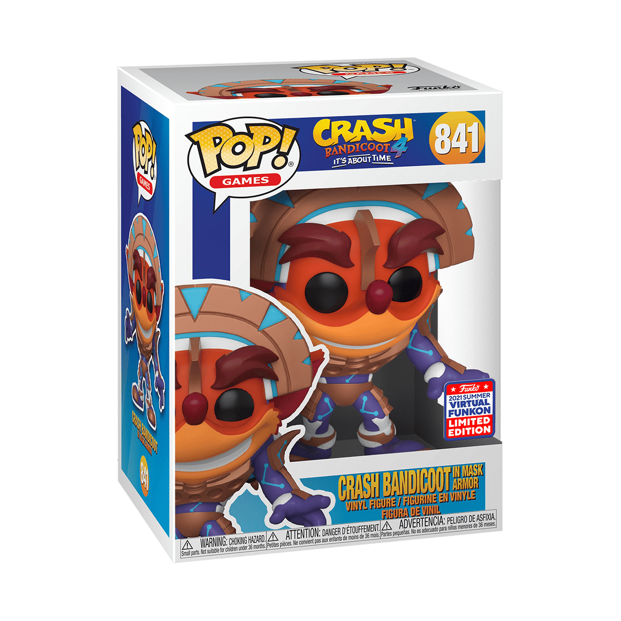 Funko Pop! Games: Crash Banicoot: Crash In Mask Armor (Metallic) (2021 SDCC Con Exclusive)