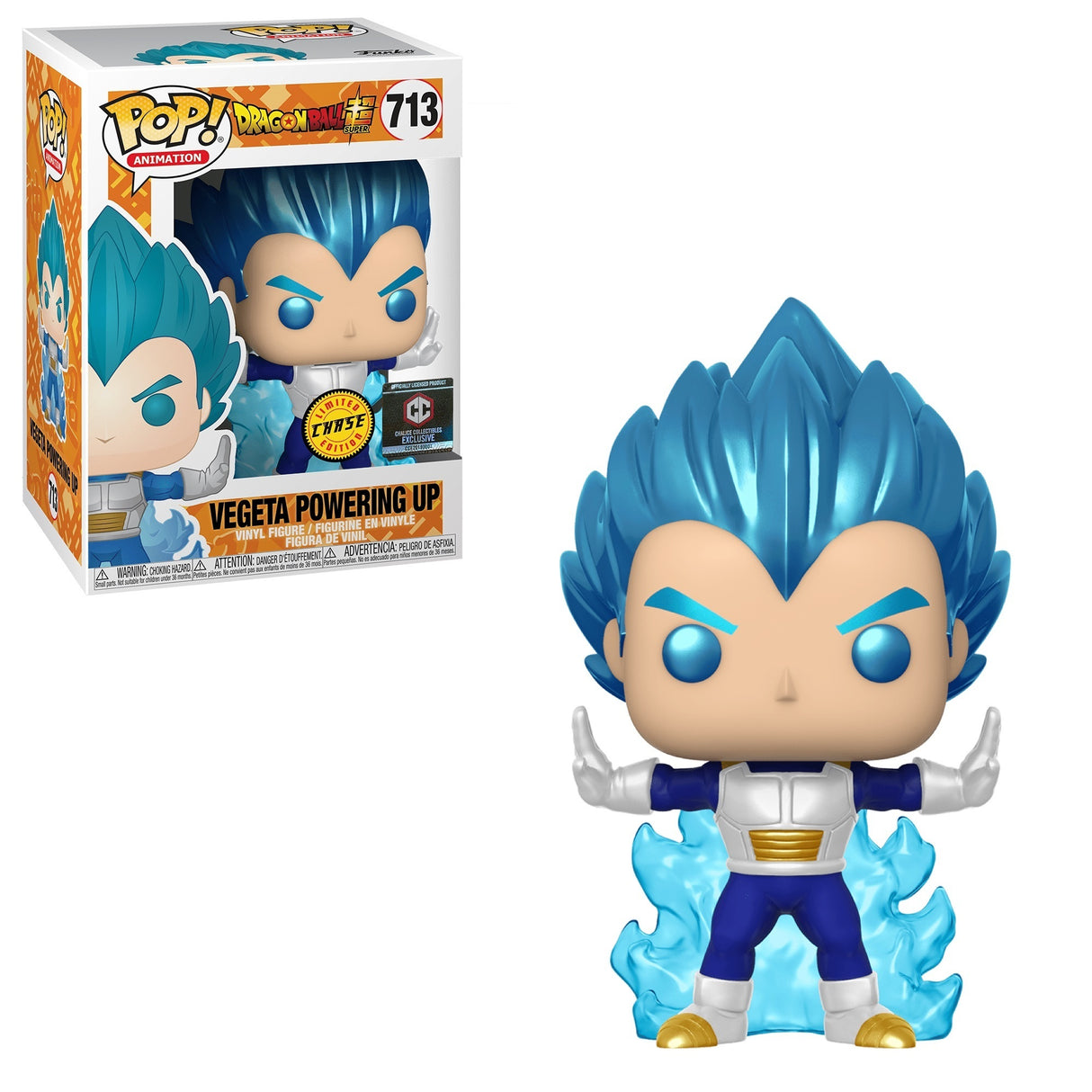 Metallic Funko Pop! Animation Dragon Ball Z Vegeta powering up Chase figure, Chalice Exclusive from Shak's Pop Shop.