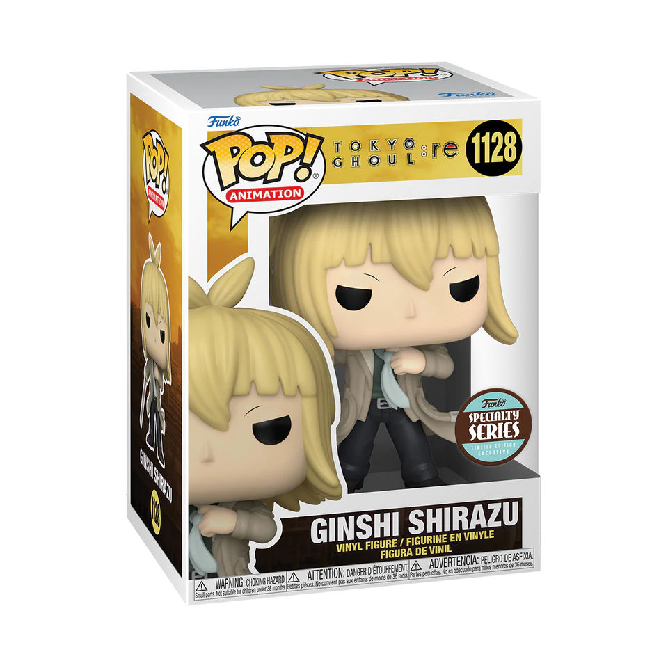 Funko Pop! Animation Tokyo Ghoul:re Shirazu figure, Specialty Series exclusive, featuring detailed design and collectible style.