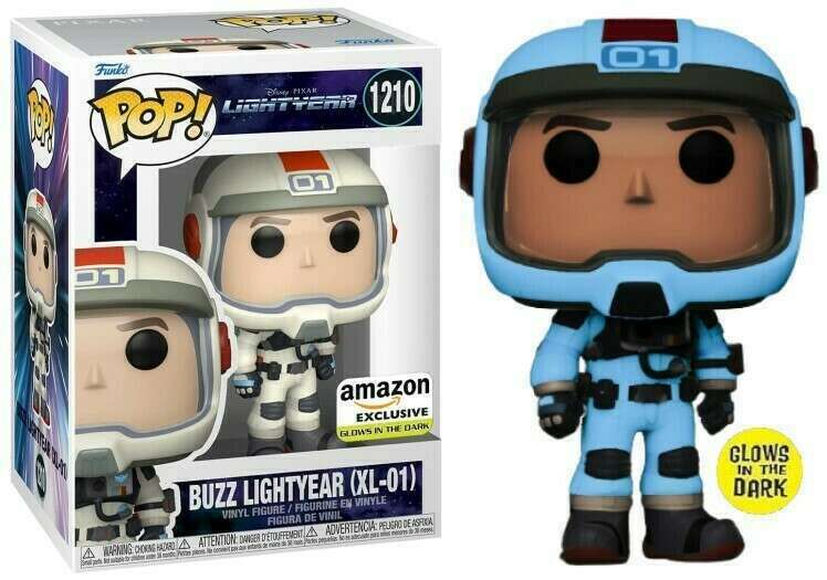 Funko Pop! Disney Lightyear Buzz Lightyear GITD figure, XL-01, Amazon Exclusive, collectible toy with illuminated design.