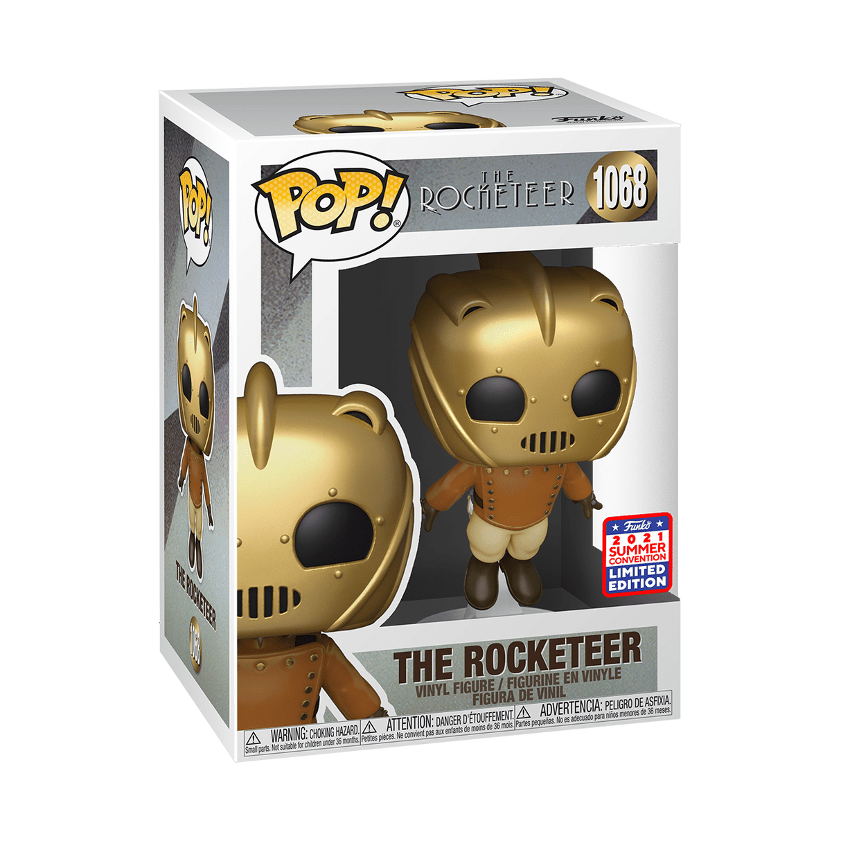 Funko Pop! Disney The Rocketeer flying figure, 2021 SDCC shared exclusive, featuring the Rocketeer in flight pose.