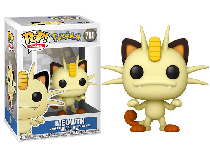 Funko Pop! Games Pokemon Meowth figure, collectible vinyl toy with detailed features and expressive face, from Shak's Pop Shop.