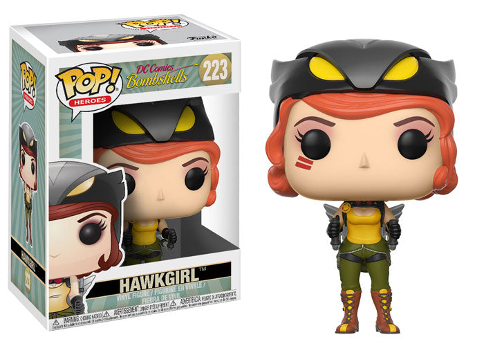 Funko Pop! Heroes DC Bombshells Hawkgirl figure featuring Hawkgirl in her iconic costume with wings and helmet.