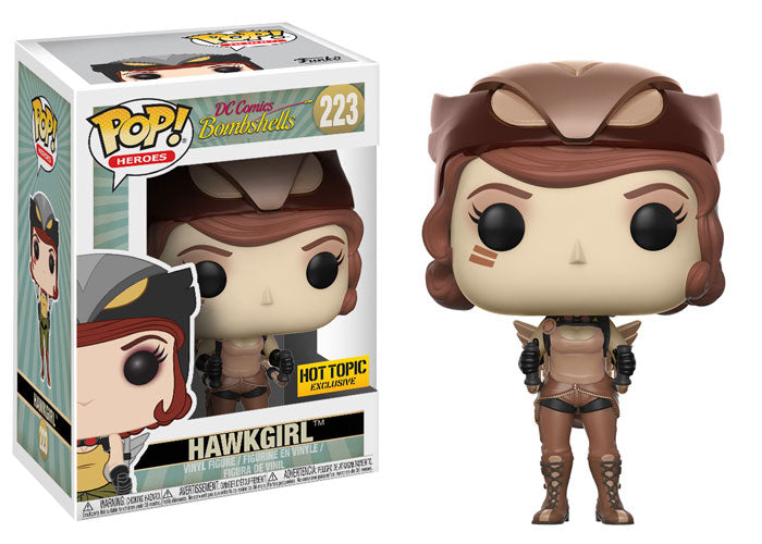 Funko Pop! Heroes DC Bombshells Hawkgirl figure from Shak's Pop Shop, featuring Hawkgirl in her iconic costume with wings.