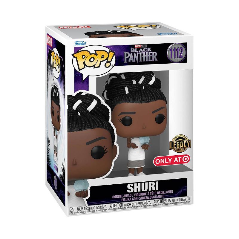 Funko Pop! Marvel Black Panther Legacy Shuri figure, collectible toy from Shak's Pop Shop, featuring detailed design and vibrant colors.