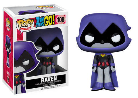 Funko Pop! Television Teen Titans GO! Raven figure with detailed costume and expressive face, collectible vinyl toy from Shak's Pop Shop