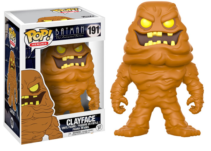 Funko Pop! figure of Clayface from Batman The Animated Series with box imperfection, collectible toy by Shak's Pop Shop.