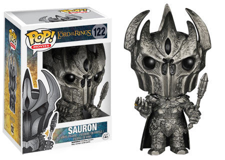 Funko Pop! figure of Sauron from Lord of the Rings with minor box imperfection, displayed on a plain background.