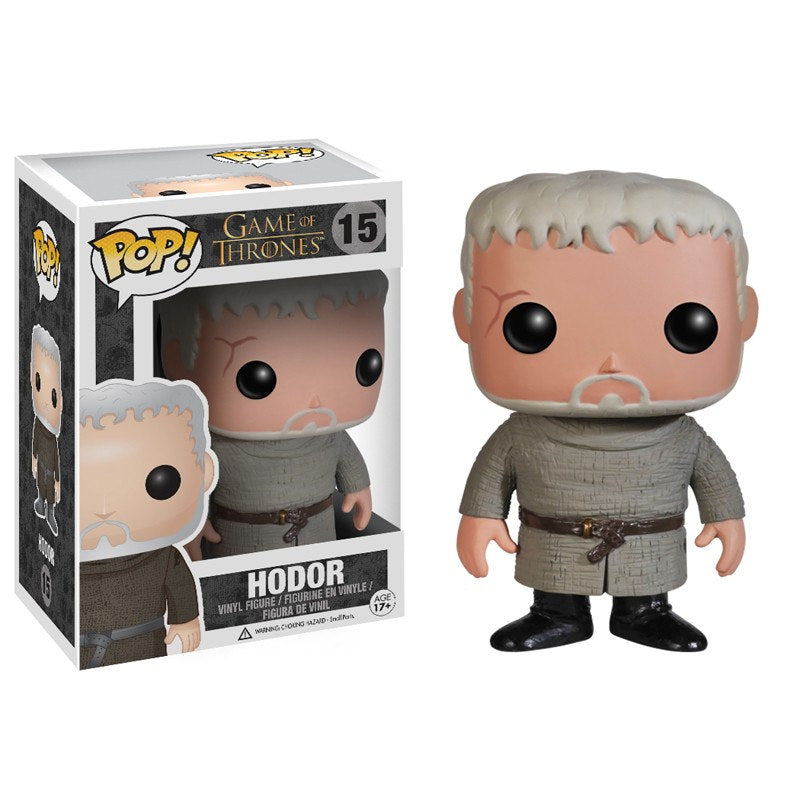 Funko Pop! Figure of Hodor from Game of Thrones, with minor box imperfection, displayed on a plain background.