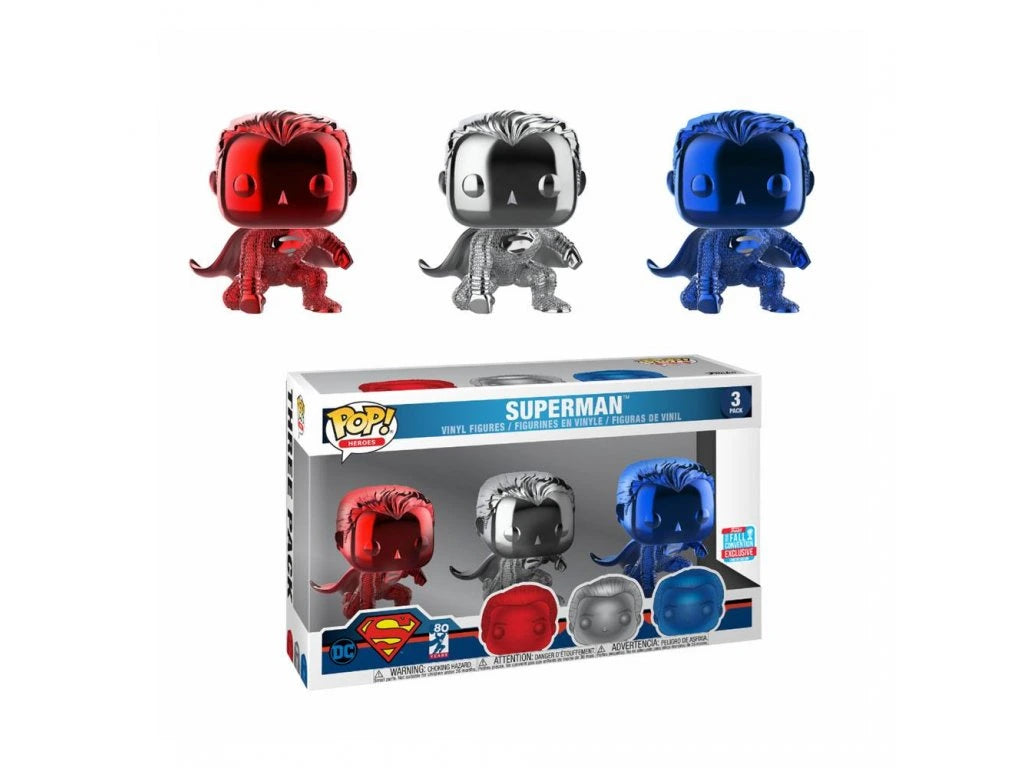 Funko Pop! Heroes: Justice League: Superman (Chrome 3-Pack) (2018 Fall Convention Exclusive)