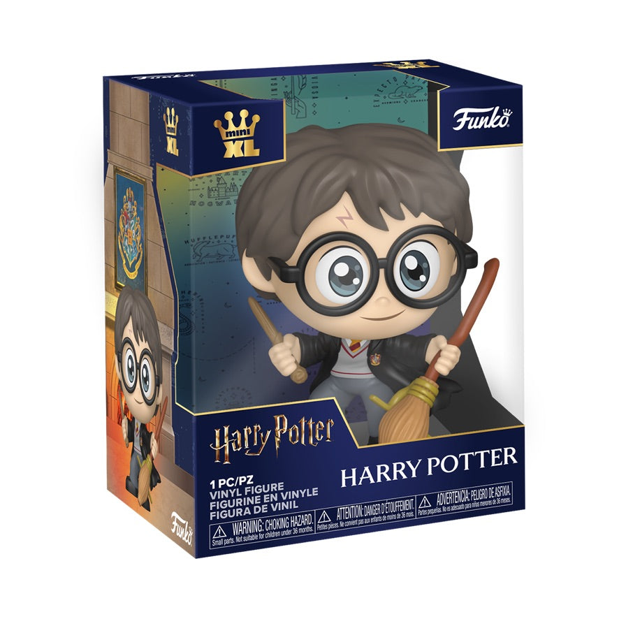 Funko Mini XL Harry Potter figure from Shak's Pop Shop, detailed collectible toy featuring Harry Potter in wizard attire.