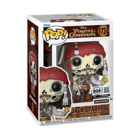 Funko Pop! Disney Pirates of the Caribbean Jack Sparrow Skeleton figure from the Funko Royalty Edition, featuring detailed skeleton design.