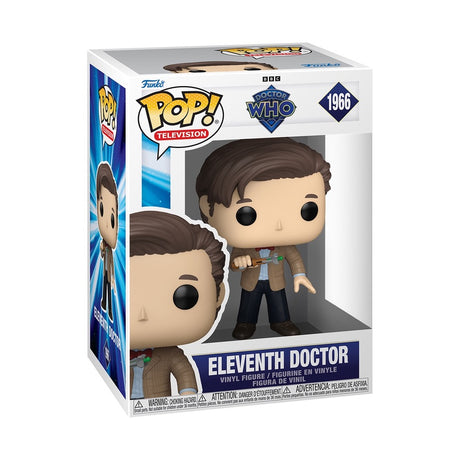 Funko Pop! Doctor Who Eleventh Doctor figure with signature outfit and facial features, collectible toy from Shak's Pop Shop.