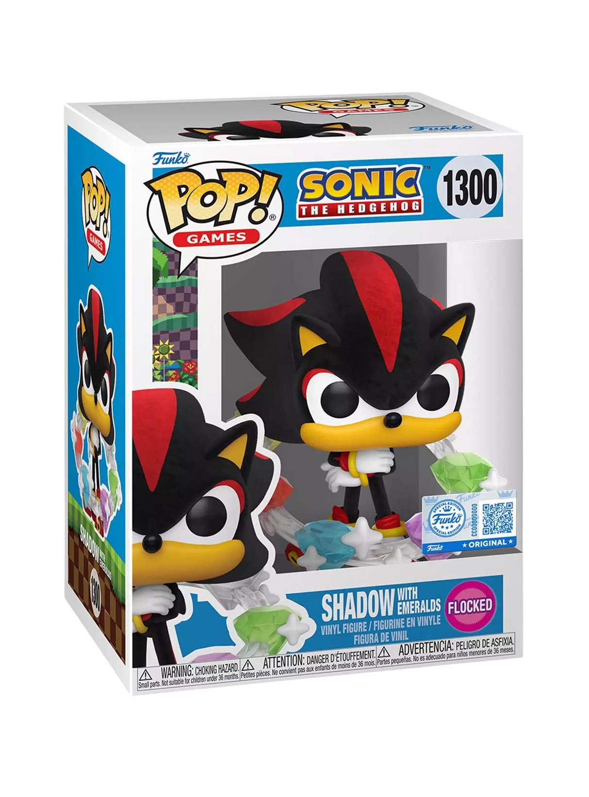 Funko Pop! Games: Sonic the Hedgehog: Shadow with Emeralds (Flocked) (Hot Topic Exclusive)