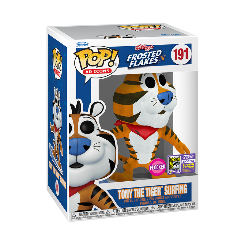 Funko Pop! Ad Icons: Tony The Tiger Surfing (Flocked) (2023 SDCC Con Sticker L.E 2,000)