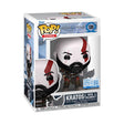 Funko Pop! Games God of War Ragnarok Kratos figure with Blades, Toy Temple Exclusive, vinyl collectible with detailed character design.