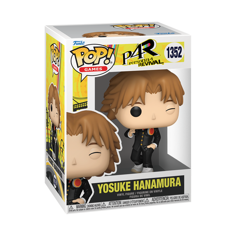 Funko Pop! Games Yosuke Hanamura figure from Persona 4, with detailed costume and pose, collectible vinyl toy.