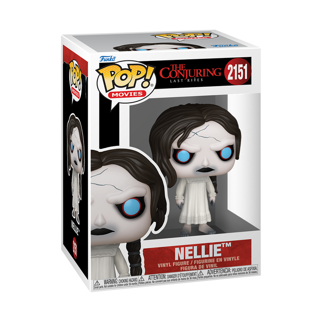 Funko Pop! Movies Nellie figure from The Conjuring series, featuring her in glamorous attire, stylized vinyl collectible.