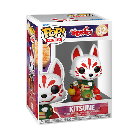 Funko Pop! Myths Kitsune figure by Shak's Pop Shop, featuring a stylized fox spirit with multiple tails and intricate design details.