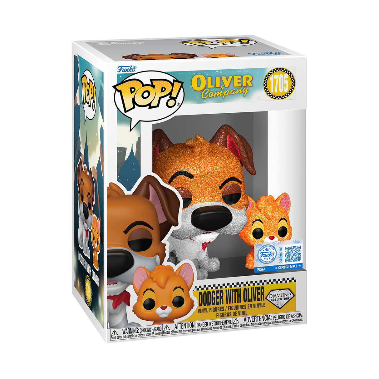 Funko Pop! Disney: Oliver and Company: Dodger with Oliver (Diamond Collection) (Funko Special Edition)