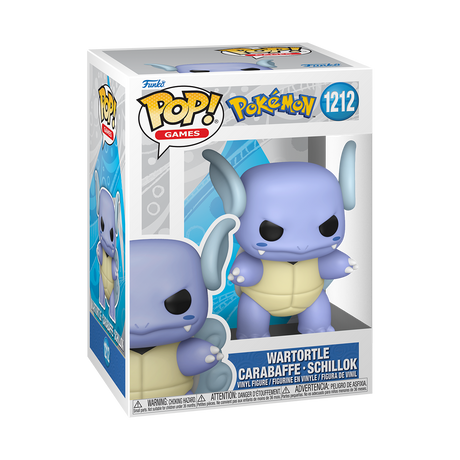 Funko Pop! Games Pokemon Wartortle figure from Shak's Pop Shop, featuring a detailed Wartortle character with blue shell and expressive eyes.
