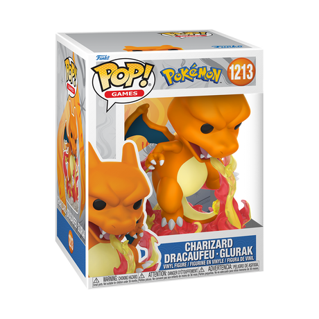 Funko Pop! Premium figure of Charizard from Pokémon, featuring detailed design and vibrant orange colors.