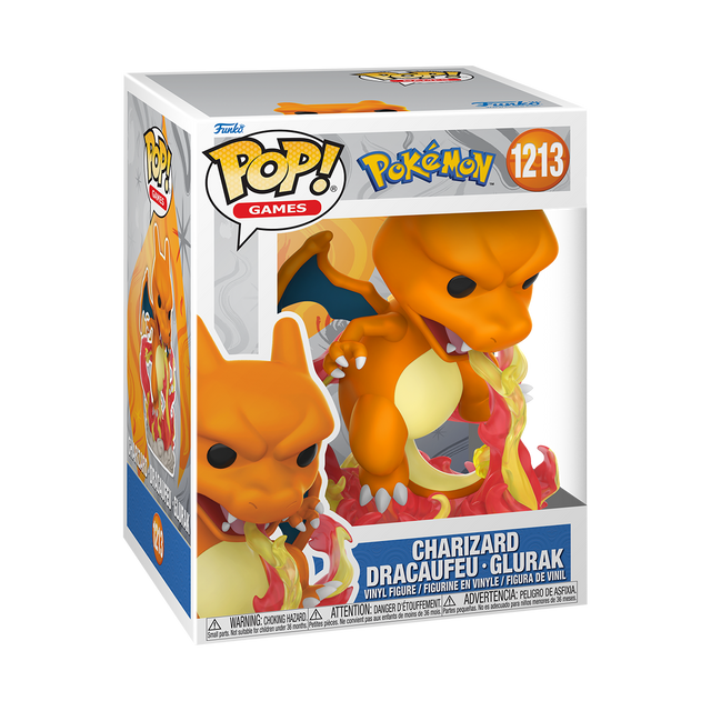 Funko Pop! Premium figure of Charizard from Pokémon, featuring detailed design and vibrant orange colors.
