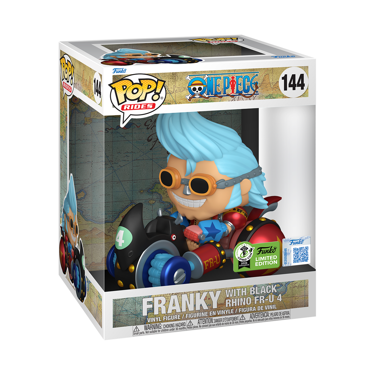 Funko Pop! Rides: One Piece: Franky with Black Rhino FR-U 4 (2026 ECCC Convention Exclusive)