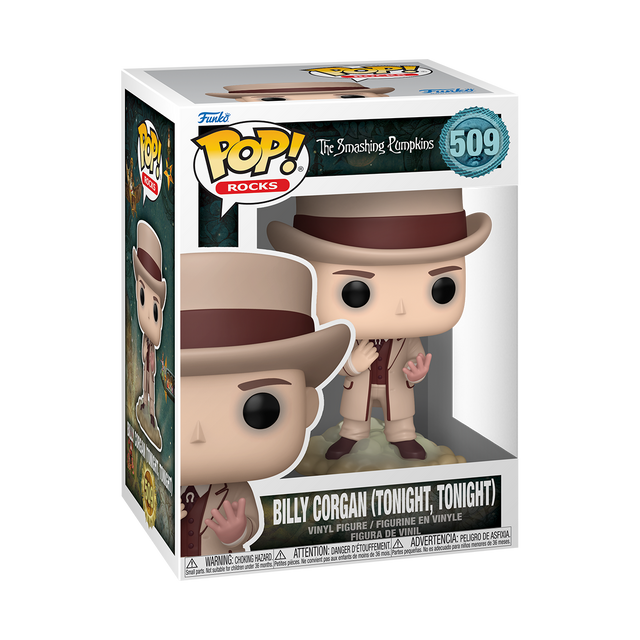 Funko Pop! Rocks Billy Corgan figure from The Smashing Pumpkins, with Tonight, Tonight theme, in collectible vinyl style.