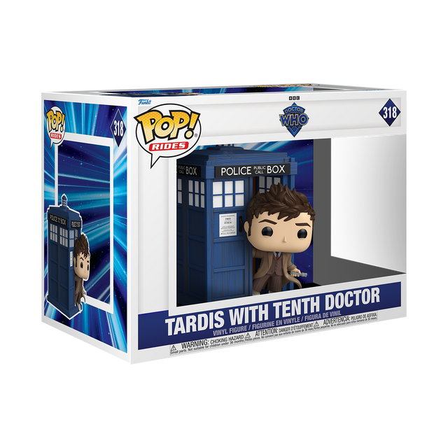 Funko Pop! Rides TARDIS with Tenth Doctor figure from Doctor Who, collectible Shak's Pop Shop deluxe toy with detailed design