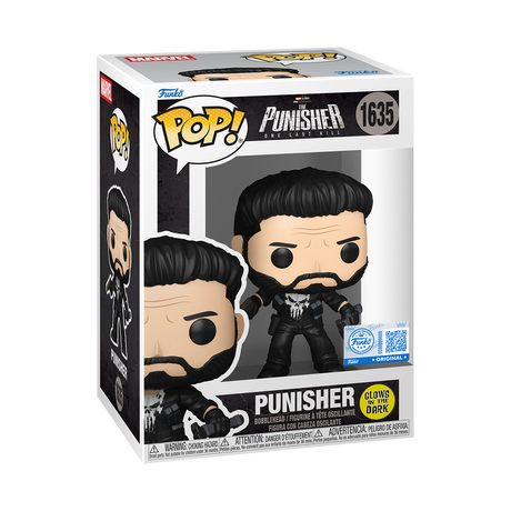 Funko Pop! Marvel Punisher (Glow) figure from One Last Kill special edition, featuring Punisher with glow-in-the-dark details.