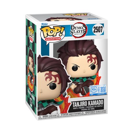 Funko Pop! Animation Tanjiro Kamado from Demon Slayer featuring detailed figure with iconic green and black checkered kimono.