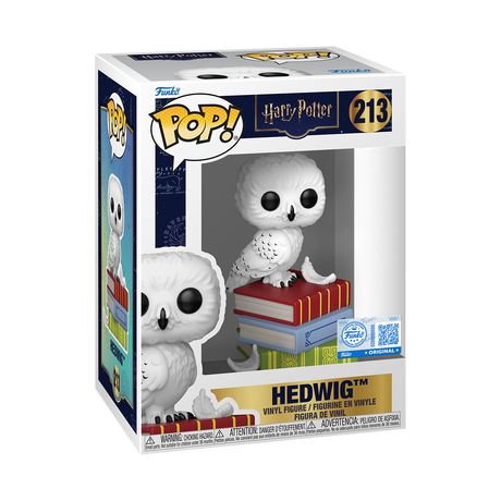 Funko Pop! Harry Potter Hedwig on Books collectible figure from Shak's Pop Shop Specialty Series, featuring Hedwig perched on books.