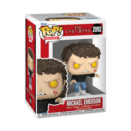 Funko Pop! Movies: The Lost Boys Michael Emerson vinyl figure with vampire costume, detailed packaging, collectible toy.