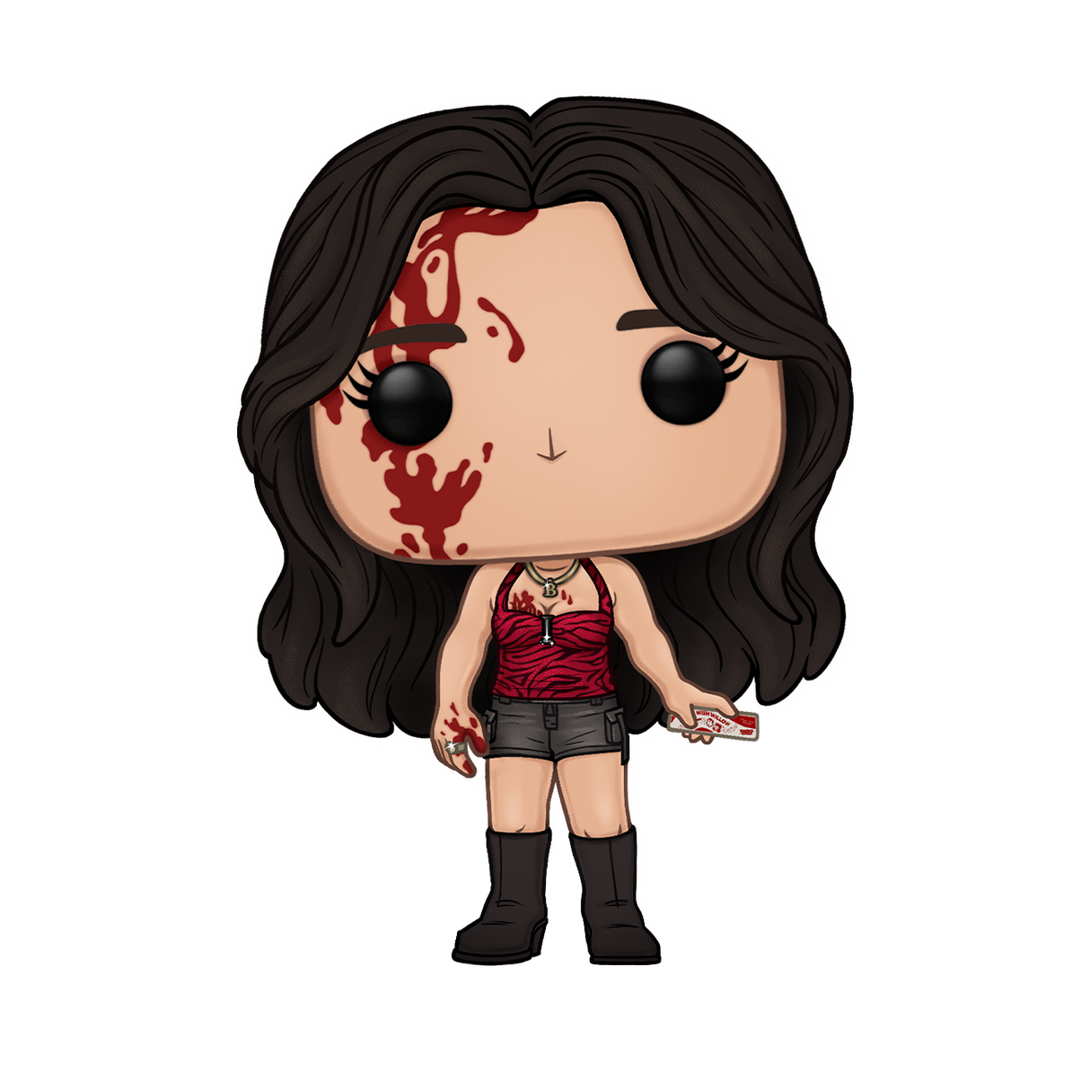 Funko Pop! Movies Obsession Nikki collectible figure with bloody detail, from Shak's Pop Shop featuring a stylized cartoon character.