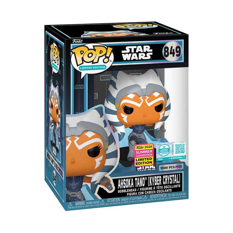 Funko Pop! Ahsoka Tano with Kyber Crystal figure, Summer Convention exclusive, detailed collectible from Star Wars series.
