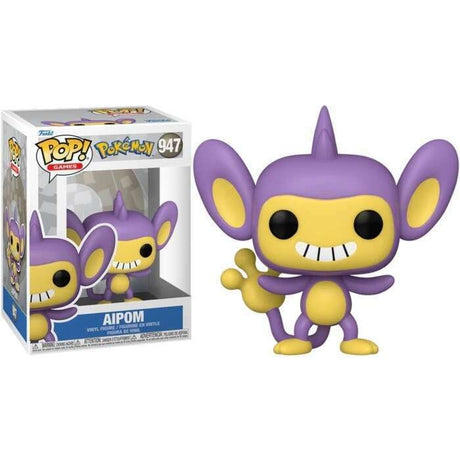 Funko Pop! Games Pokémon Aipom figure with a box imperfection, featuring Aipom's playful design and expressive details.
